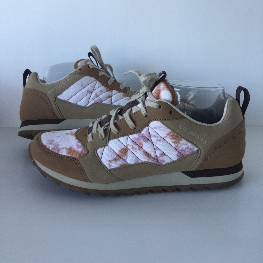 Merrell Tan Brown Pink Lace Up Sneaker Shoes Casual Size 10 Suede spring summer